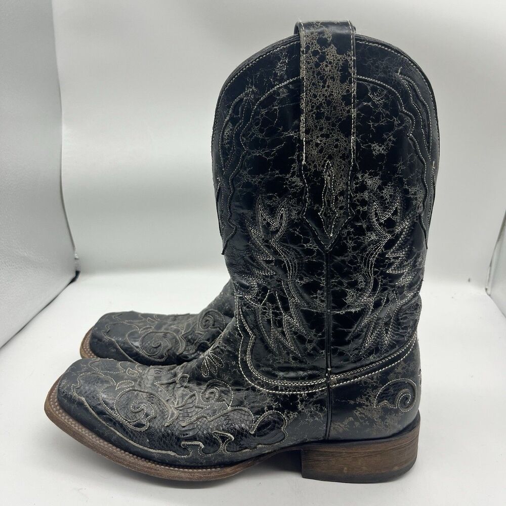Corral Vintage Python Inlay Men’s Western Boot 9.5 Black - Picture 4 of 13
